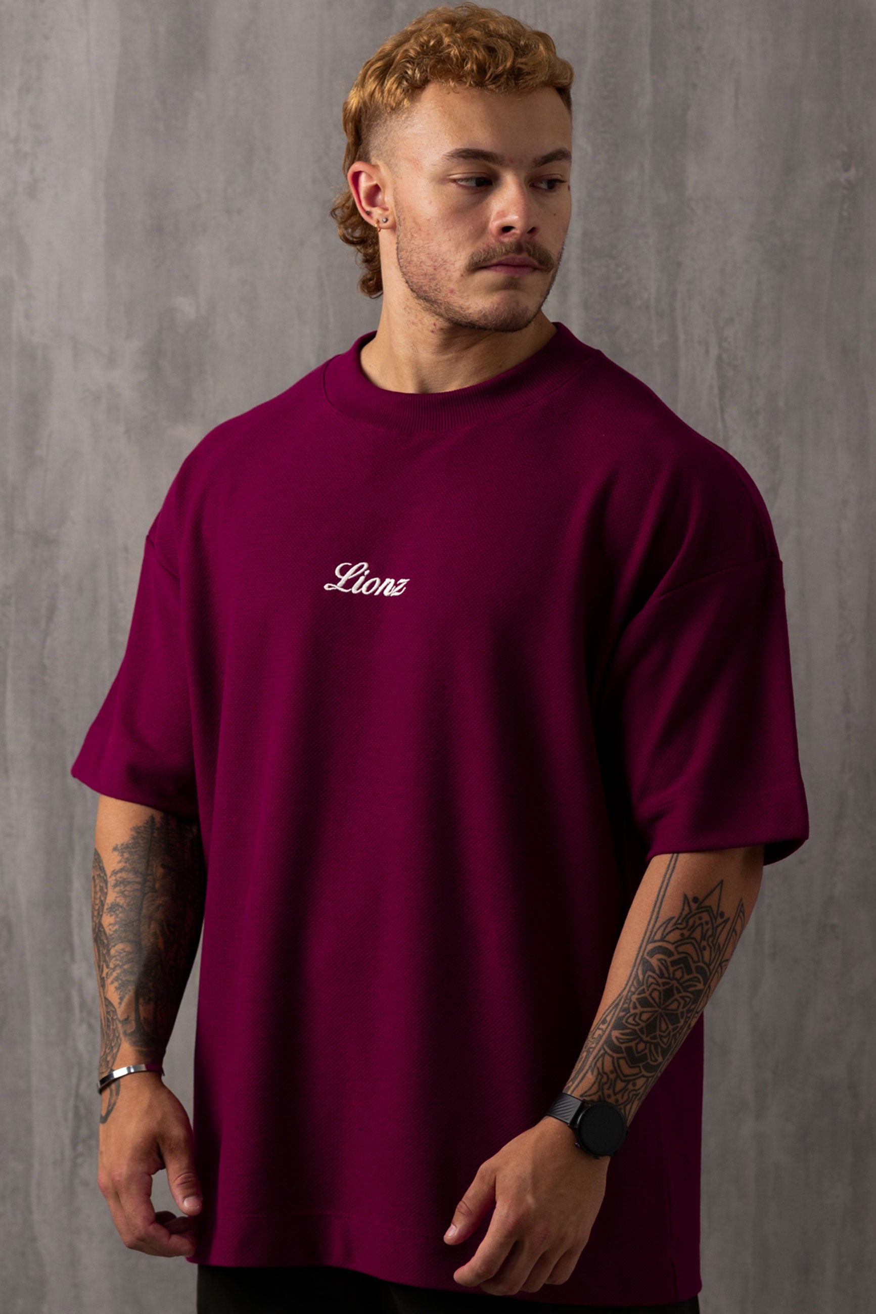 Camiseta Oversized Texturizada - Bordo